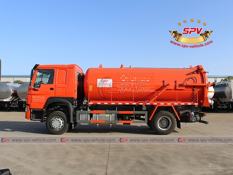 SPV-Vehicle - 12,000 Litres Sewage Vacuum Truck SINOTRUK HOWO Left Side View SPV-Vehicle - 12,000 Litres Sewage Vacuum Truck SINOTRUK HOWO Left Side View